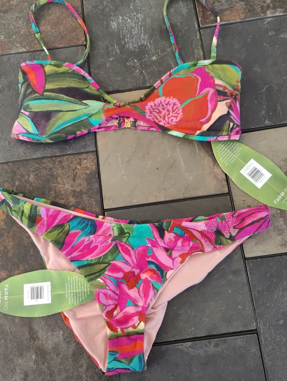 Farm Rio Bikini Top & Bottom Set of 2 Tropical Size XL